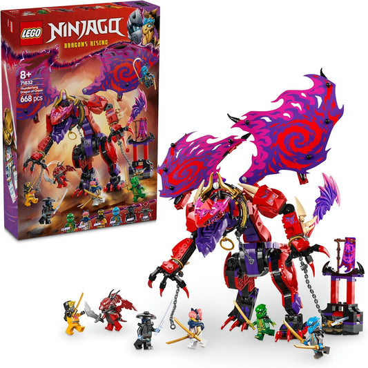 LEGO NINJAGO 71832 Chaos Dragon: Thunder Fang, Toy Building Blocks, Present, Birthday Gift, Blocks, Boys, Girls, Children, Ages 8, 9, 10, Elementary School Students, Battle Robots