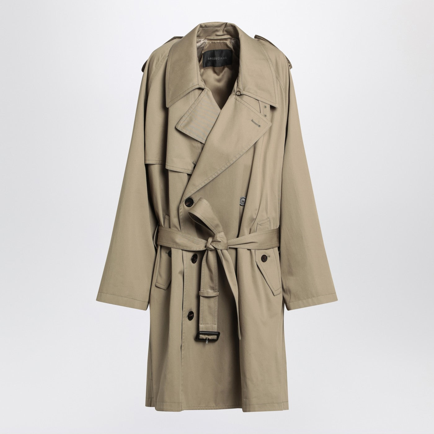 Balenciaga Beige Double Bested Cotton Trench Coat - Image 1