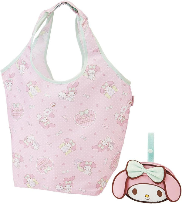 Skater KBS42P Shopping Bag with Pouch, Eco Bag, My Melody Sanrio, W x H x D: 16.5 x 12.6 x 7.1 inches (420 x 320 x 180 mm)