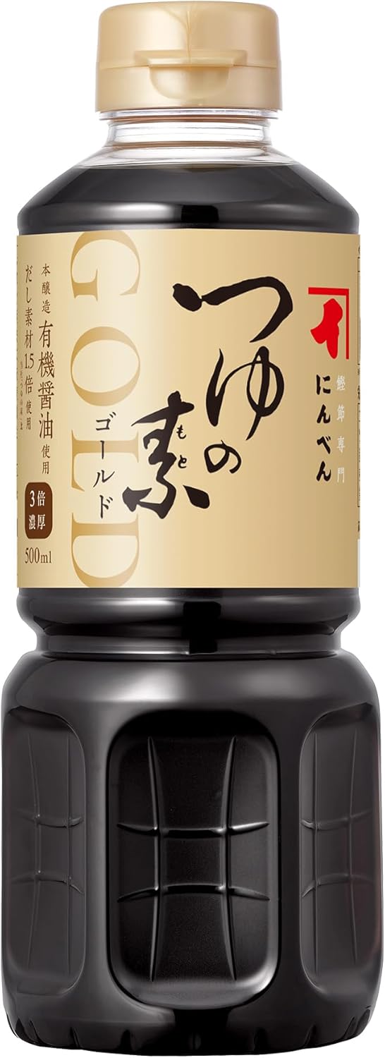 Ninben Tsuyu no Moto Gold, 16.9 fl oz (500 ml), Triple Strength, Bonito Flakes, Kelp, Mentsuyu, Founded in 1699 by Ninben, a Bonito Flakes & Dashi Specialty Store
