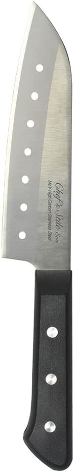 Pearl Metal Santoku Knife, Perforated Stainless Steel, 6.5 inches (165 mm), Dishwasher Safe, FN-133 Chef's Steel Evo