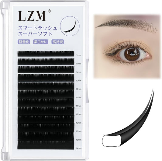 LZM Flat Rush Matsueku Beauty Shop Exclusive Soft and Lightweight C Curl Thickness 0.006 inch (0.15 mm) Length 0.3 - 0.5 inch (7 - 14 mm) (Black)