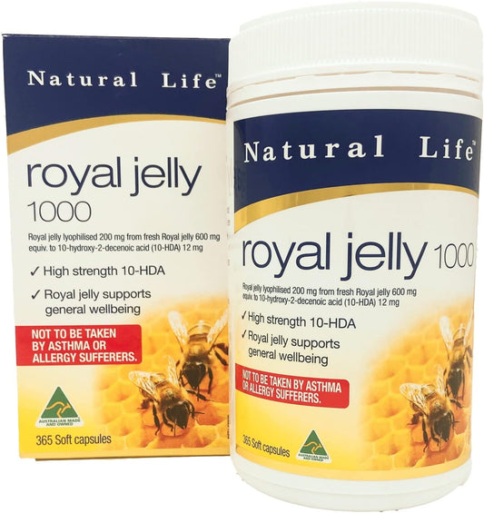 Natural Life Royal Jelly, 1000, 10 HDA, 12 mg x 365 Tablets (Japanese Packaging Label Included)