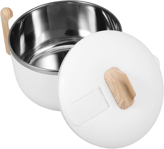 JECOMPRIS Instant Noodle Bowl, Instant Ramen Bowl, Udon Bowl, Cute Ramen Bowl, Ramen Bowl with Lid, Instant Ramen Bowl, Stainless Steel Bowl with Lid, Plastic, Stainless Steel, White