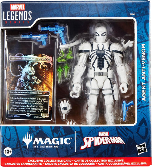 Hasbro Marvel Legends Series Magic the Gathering Agent Anti-Venom, 6" Spider-Man Action Figure Toy + Limited Edition Foil Collectible Card Game Trading Card G0640 Authentic