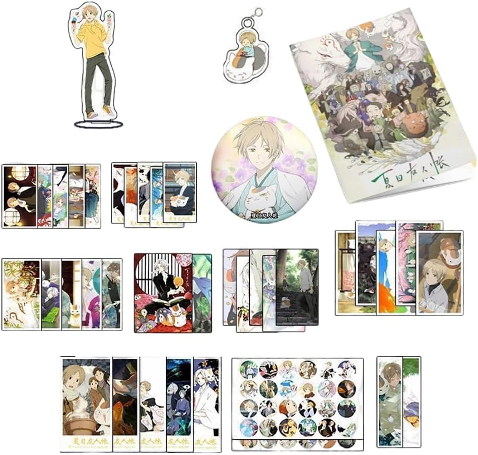 Natsume Book of Friends Lucky Bag Goods, 116 Piece Set, Takashi Natsume Nyanko Sensei Art Collection, Can Badge, Acrylic Stand, Key Holder, Surround Decoration, Figurine, Cute Goods, Birthday Gift