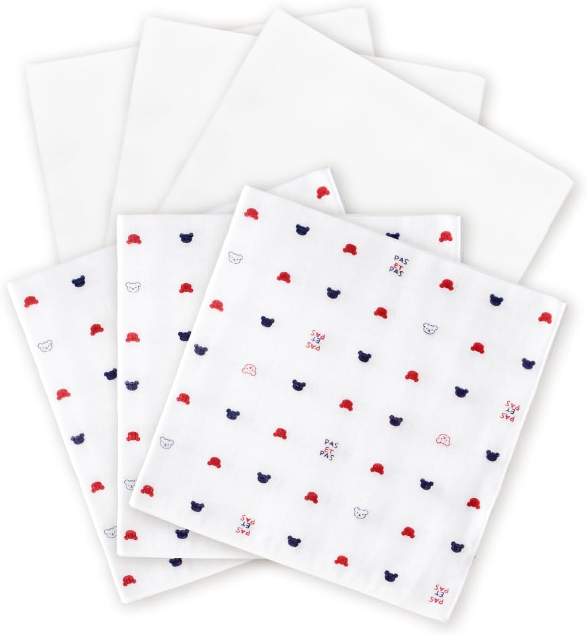 Baby Castle Gauze Handkerchief Set, Tricolor Set, Set of 6, Made in Japan