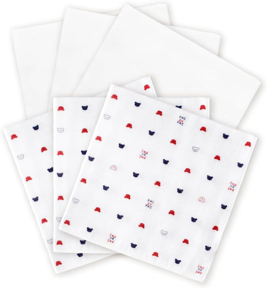 Baby Castle Gauze Handkerchief Set, Tricolor Set, Set of 6, Made in Japan