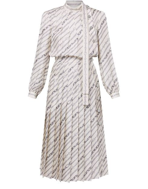 LOUIS VUITTON Long-Sleeved Chain Print Dress - Image 1