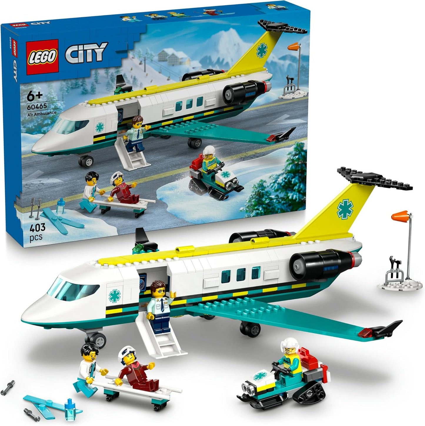LEGO City Air Ambulance Toy Building Blocks, Educational Toy, Birthday Gift, Present, For Boys and Girls, Children, 6, 7, 8, 9 Years Old, Vehicles, Airplane, Airship, Science, Mom, Dad, 60465
