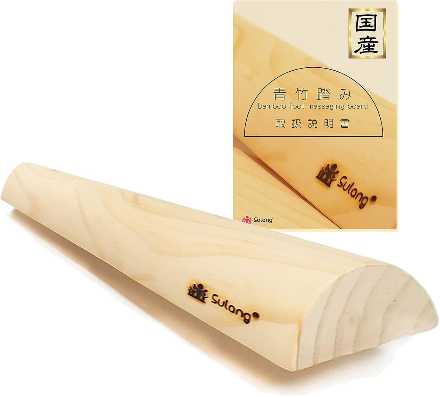 [Sulang] Japanese Green Bamboo Step Foot Massage Foot Massage Foot Foot Pot Mat Flat Foot Health Goods 100% Natural Wood Instruction Manual Included (Oil Finish, 13.8 x 1.6 x 3.1 inches (35 x 4 x 8