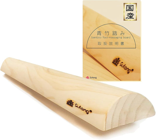 [Sulang] Japanese Green Bamboo Step Foot Massage Foot Massage Foot Foot Pot Mat Flat Foot Health Goods 100% Natural Wood Instruction Manual Included (Oil Finish, 13.8 x 1.6 x 3.1 inches (35 x 4 x 8