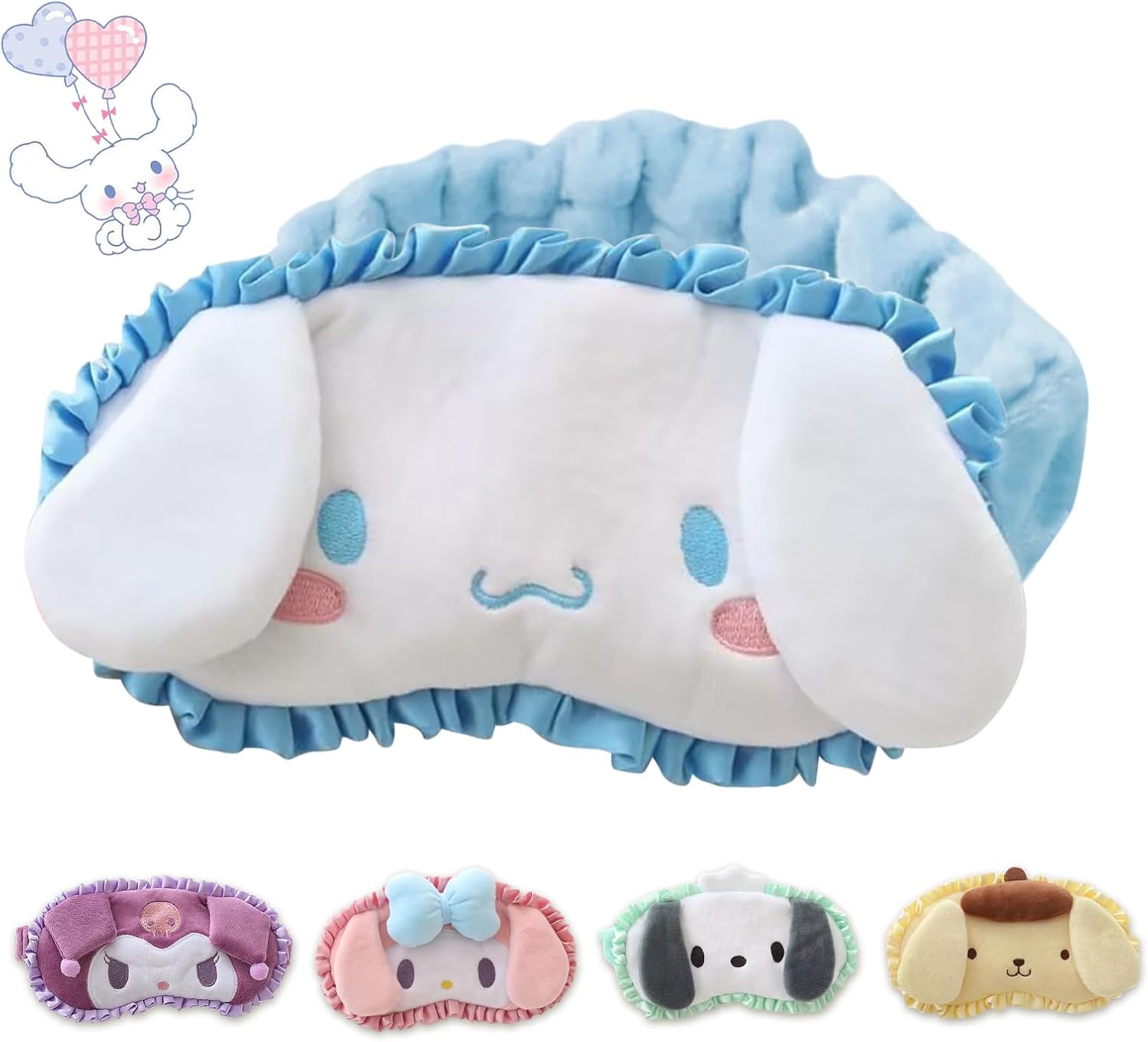 GHDVOP Cinnamoroll Eye Mask, Interesting, Anime Goods, For Sleeping, Cute, Characters, Fluffy, Good Sleep, Light Shade, Lightweight, Blindfolded, 99.99%, Breathable, No Pressure, Soft, Kids, Light