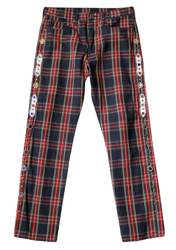 KAPITAL RED PLAID MONKEY CISCO JEANS