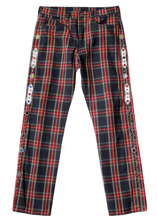 KAPITAL RED PLAID MONKEY CISCO JEANS