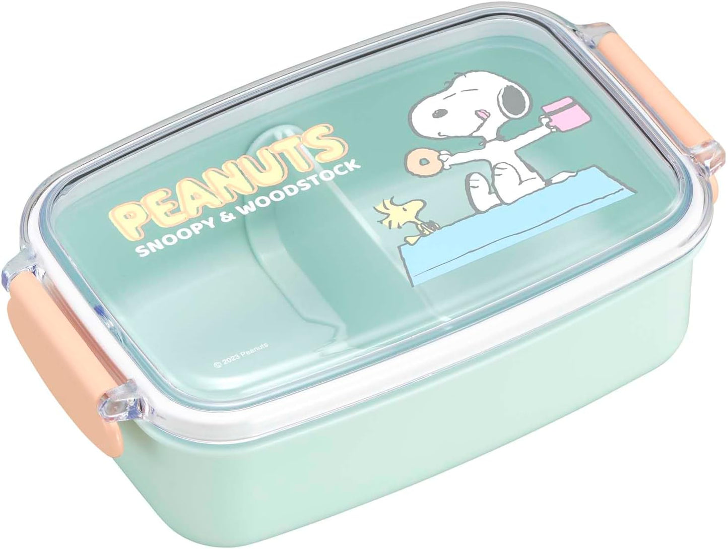 OSK (OSK) Bento Box Snoopy Lunch Box with Divider, 500ml, Made in Japan, Dishwasher Safe, Microwave Compatible, 2-Piece Lock, Gasket Included, Leak-Proof, Stylish, Cute, Antibacterial, Unisex, for