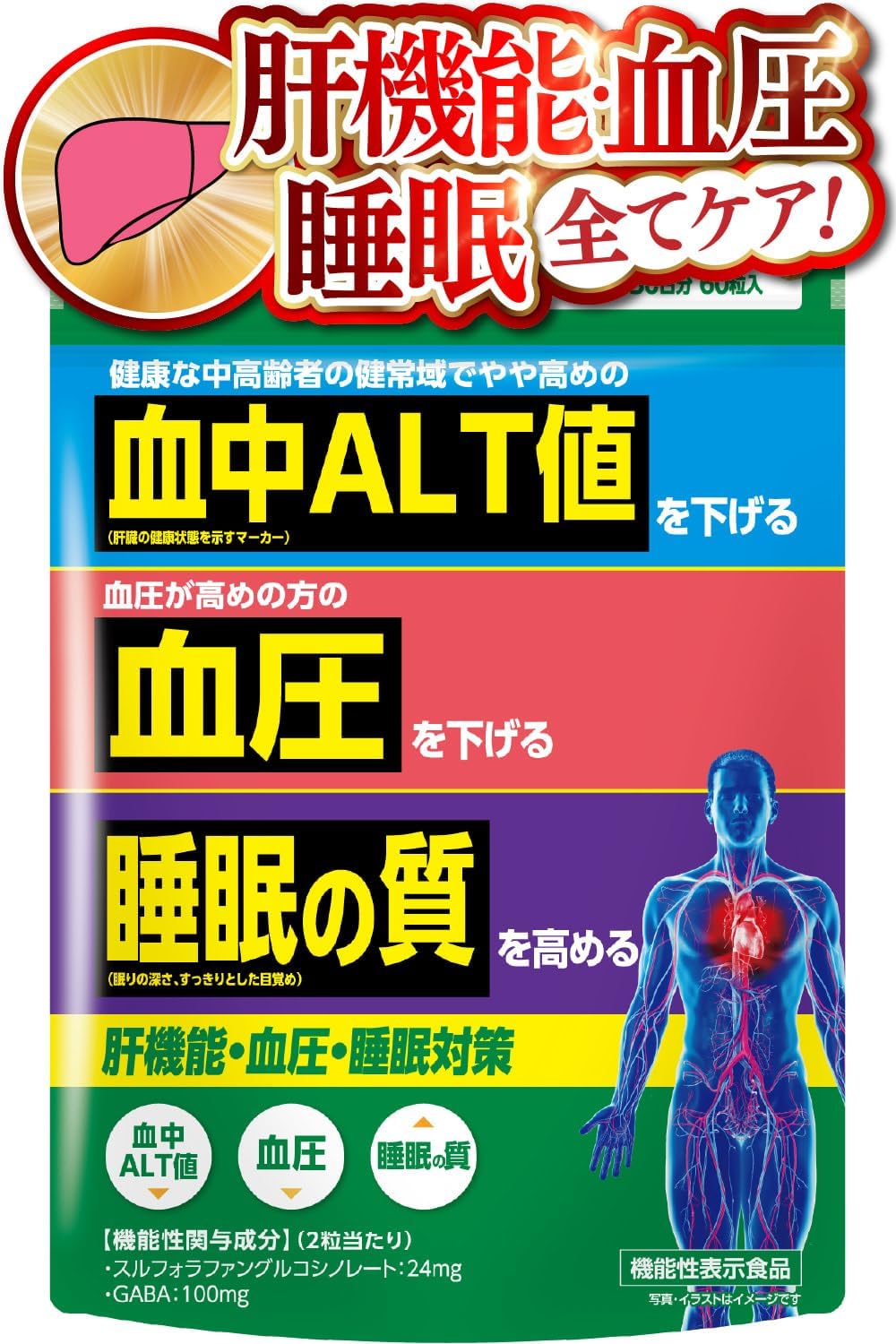 Liver Function, Blood Pressure, Sleep Protection, Lower Blood ALT, Lower Blood Pressure, Improve Sleep Quality, Liver Supplement, Sulforafan, GABA, Inulin, Saracia, Gimnema, Food with Functional