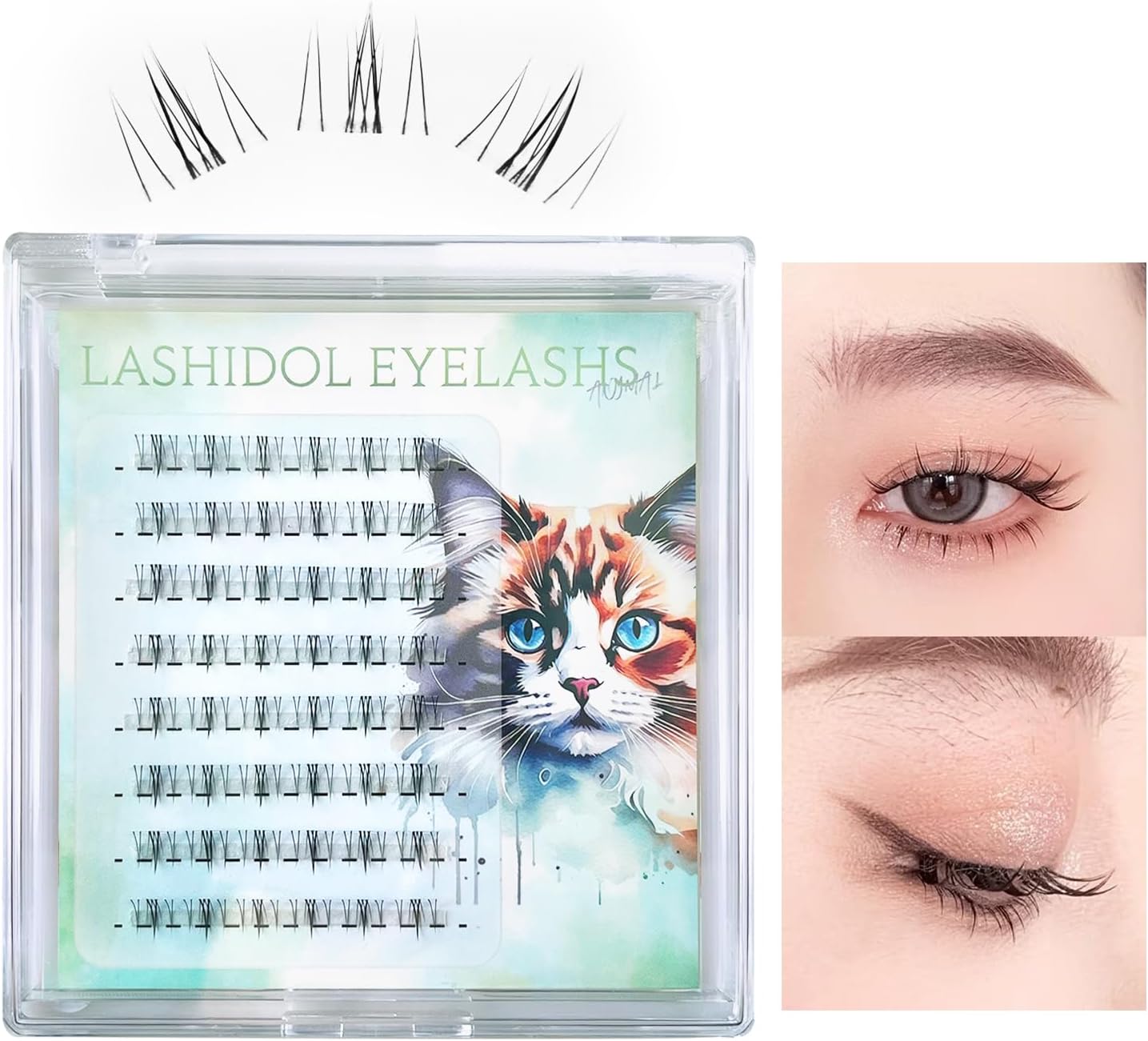 LASHIDOL KittenLash02 Lower False Eyelashes, Bunchy Eyelashes, Partial False Eyelashes, Natural, Popular, DIY, Handmade, Natural Fox Series Eye Makeup