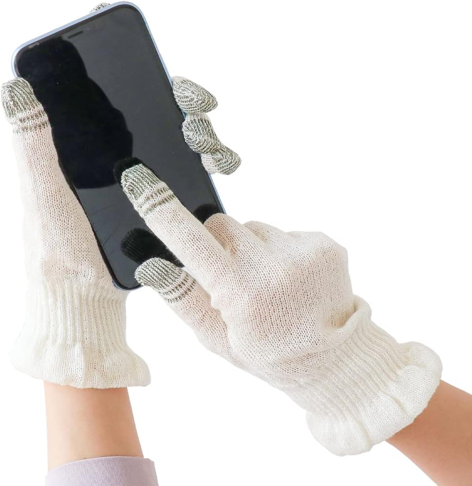 [Kinuya] 100% Silk Smartphone Compatible Short Gloves (4381), Quinari