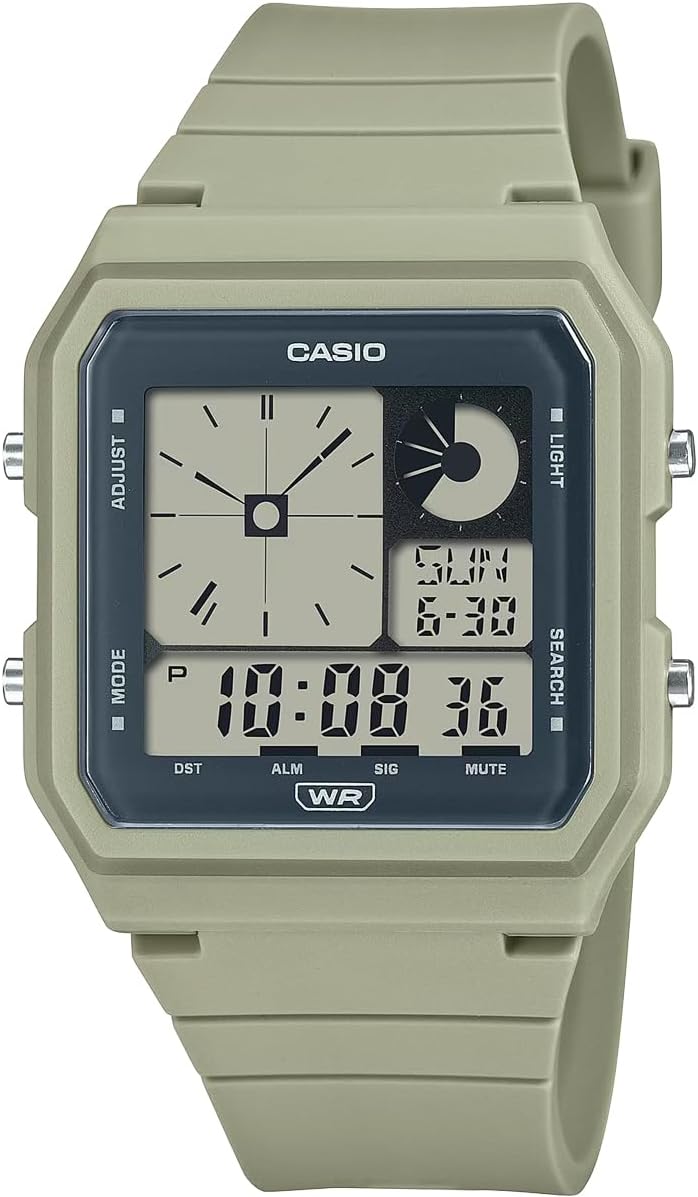 Casio Standard Digital Wristwatch, LF-20 Series, Unisex, Overseas Model, Light Moss Green LF-20W-3A, Retro