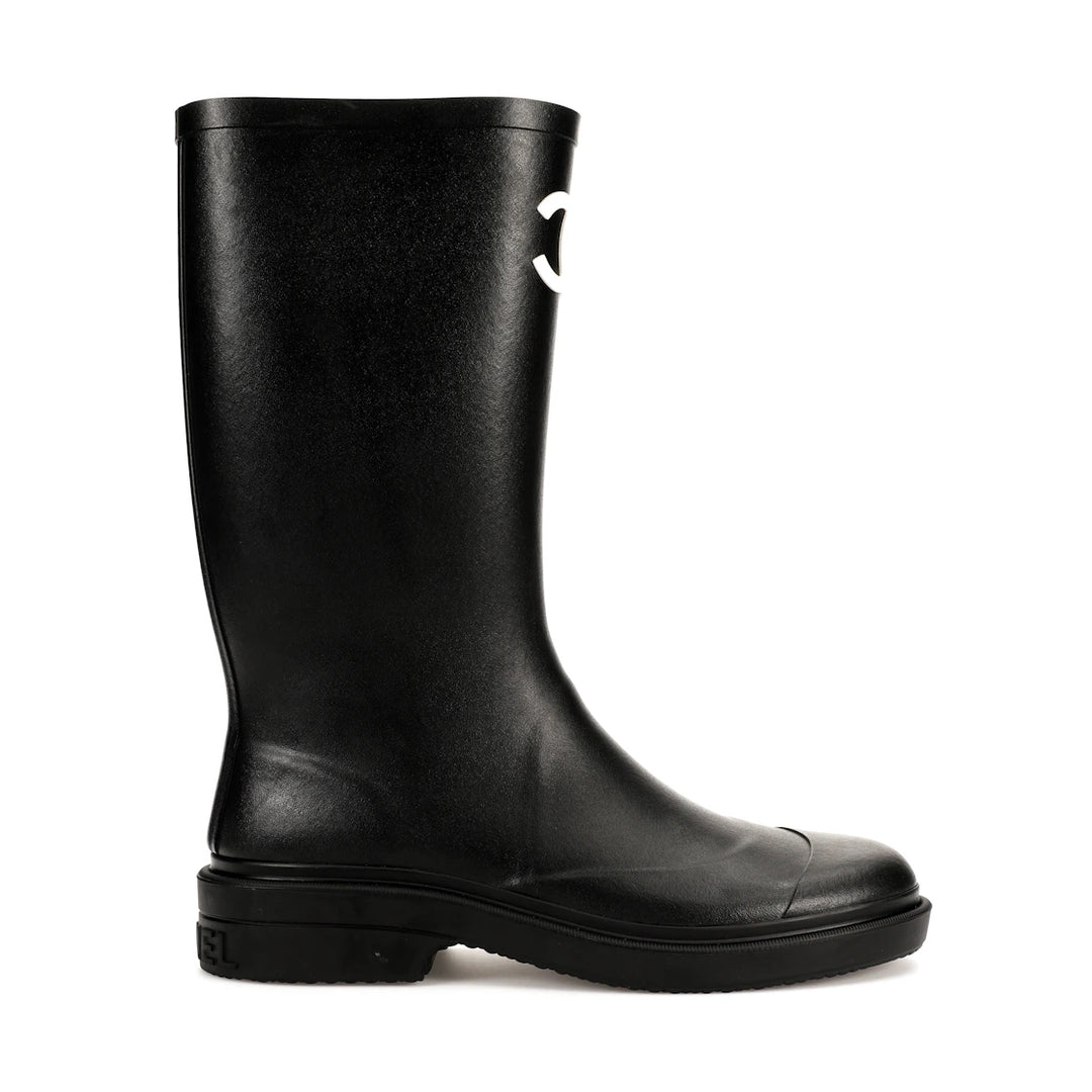 CHANEL RUBBER RAIN BOOTS BLACK