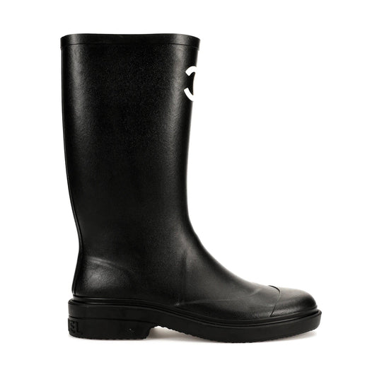 CHANEL RUBBER RAIN BOOTS BLACK