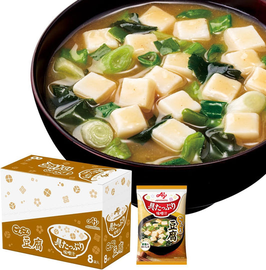 Tasty Miso Soup with Plenty of Ingredients Ajinomoto Tofu 8-Pack Box Freeze-Dried Instant Miso Soup Instant Plenty of Ingredients Vegetables Instant