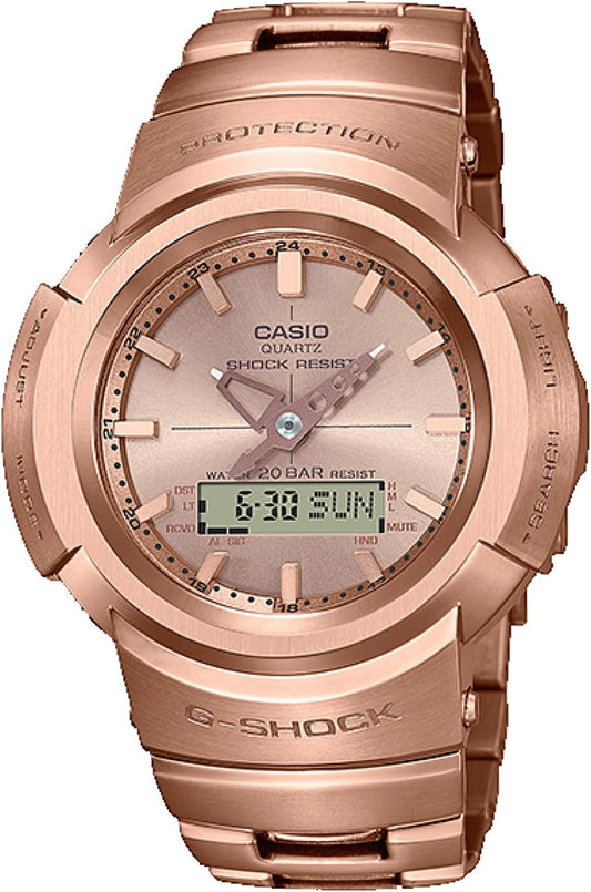 Casio G-Shock AWM-500GD-4A Wristwatch, Radio Solar, Men's Overseas Model, multicolor (pink / gold), Bracelet Type