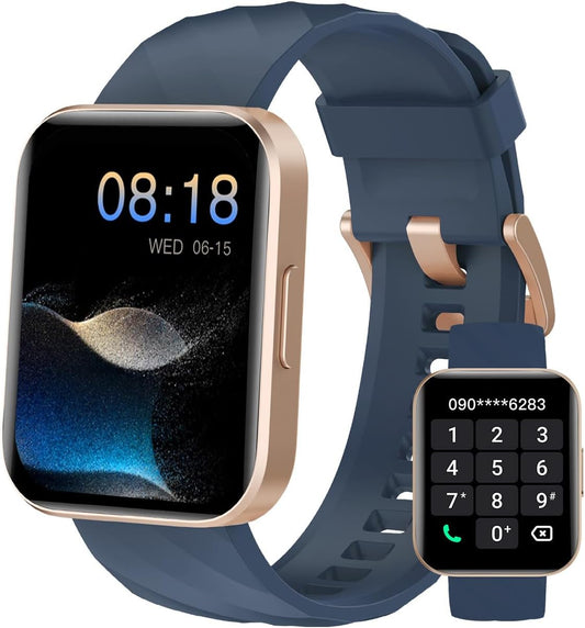 Dakofied Smart Watch, Bluetooth Calls, Compatible with iPhone & Android, Pedometer, Notifications, Women's, Men's, Wristwatch, 1.85-inch Screen, 100+ Exercise Modes, Long Lasting Battery, Certified