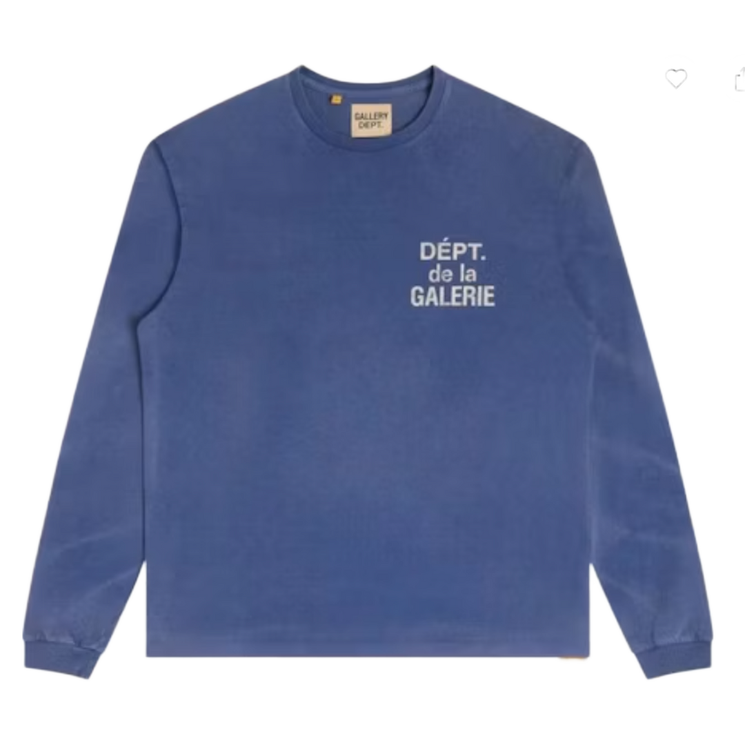 GALLERY DEPT. 'NAVY' FRENCH LOGO LONG SLEEVE TEE