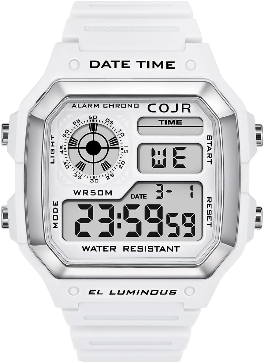 Men's Digital Wristwatch, 5 ATM, Waterproof, Multi-functional, Alarm, Stopwatch, Date, Week, LED Color Light, Popular, Running, Simple, Outdoors, Stylish, Unisex, Japanese and English Instruction