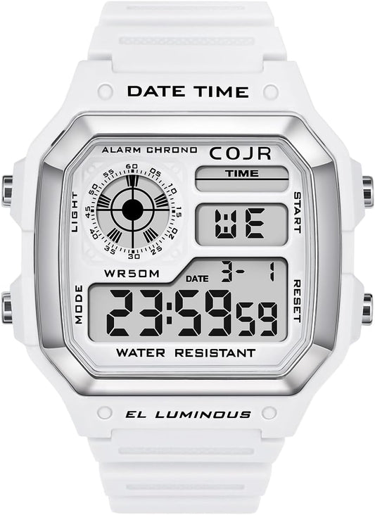 Men's Digital Wristwatch, 5 ATM, Waterproof, Multi-functional, Alarm, Stopwatch, Date, Week, LED Color Light, Popular, Running, Simple, Outdoors, Stylish, Unisex, Japanese and English Instruction