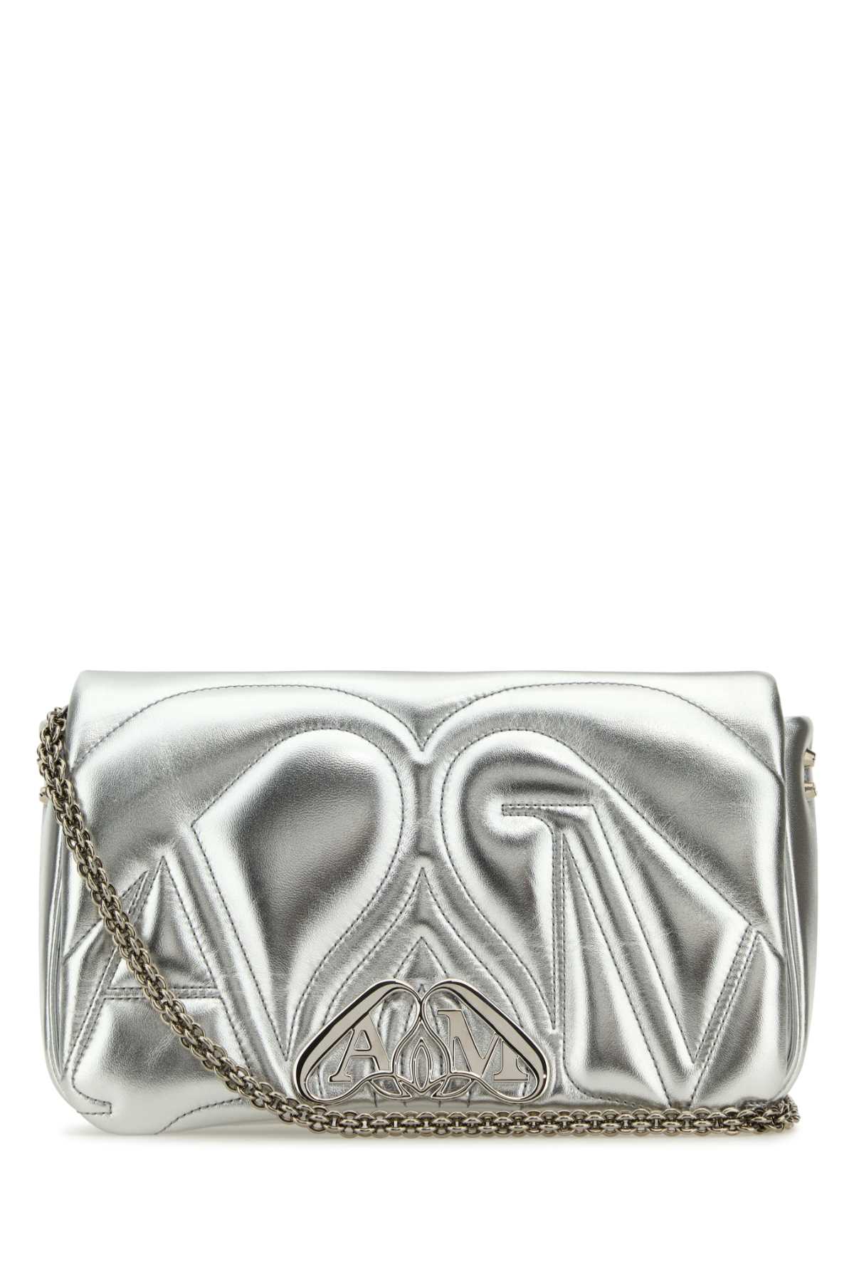 Alexander Mcqueen アレクサンダーマックイーンシルバーレザースモールシールショルダーバッグ - Image 1