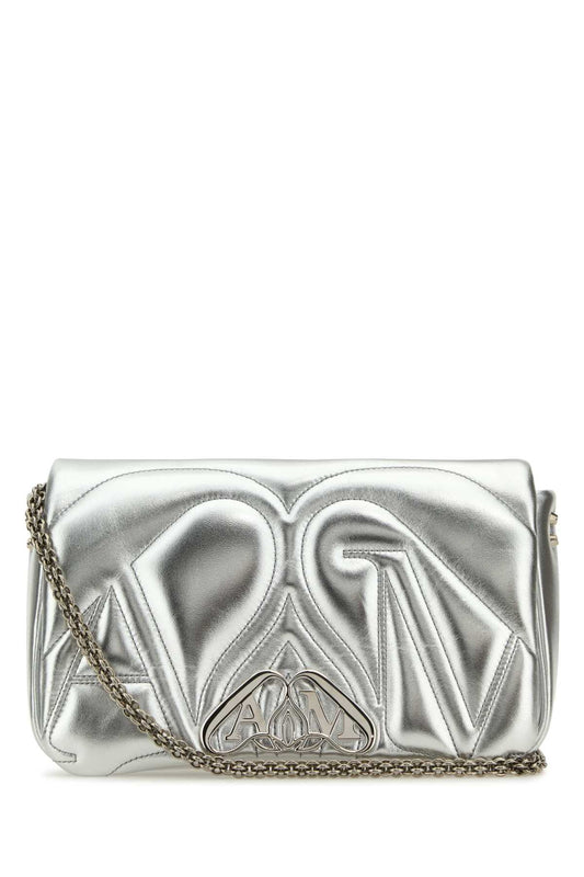 Alexander Mcqueen アレクサンダーマックイーンシルバーレザースモールシールショルダーバッグ - Image 1