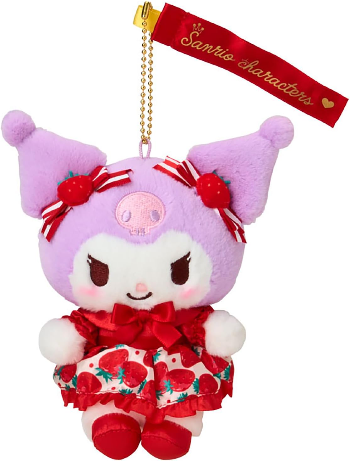 Sanrio Mascot Holder (Strawberry Newspaper 50th Anniversary) Kuromi, Polyester, Nylon, Steel, Ages 6 and Up, Toy Strap 839035