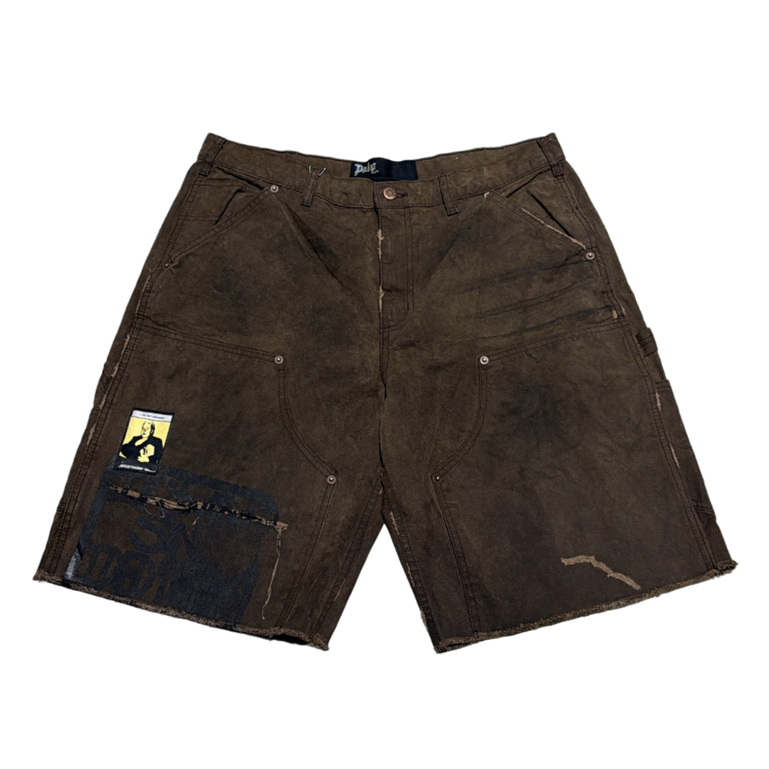 PALY 'SINNED 4 NOTHING' WAXED CANVAS DOUBLE KNEE SHORTS