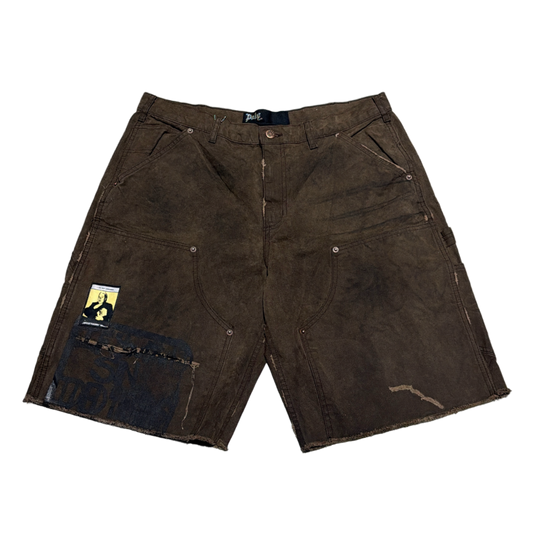 PALY 'SINNED 4 NOTHING' WAXED CANVAS DOUBLE KNEE SHORTS