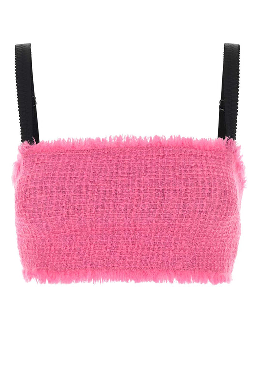 Dolce  Gabbana Dolce＆Gabbana Fuchsia Tweed Crop Top - Image 1