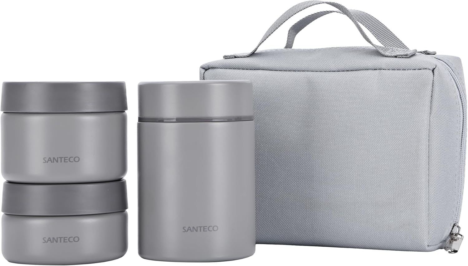 SANTECO Vacuum Insulated Soup Lunch Set, 33.8 fl oz (1,050 ml), Lunch Jar, Thermal Bento Box, Spoon, Dedicated Bag, Stylish, Unisex, Picnic, Club Activities (Sky Blue)