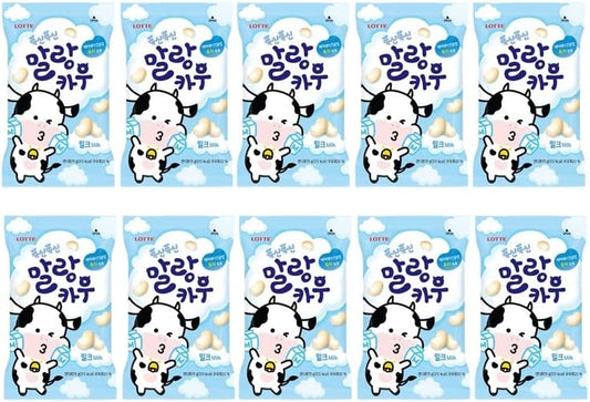 Malankaw Milk, 2.8 oz (79 g) x 10 Bags, Milk Flavor, Strawberry Milk Flavor, Soft Jelly, Candy (10 Bags of Milk)