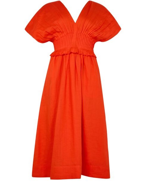 SEA NY Zora solid pleated midi dres - Image 1