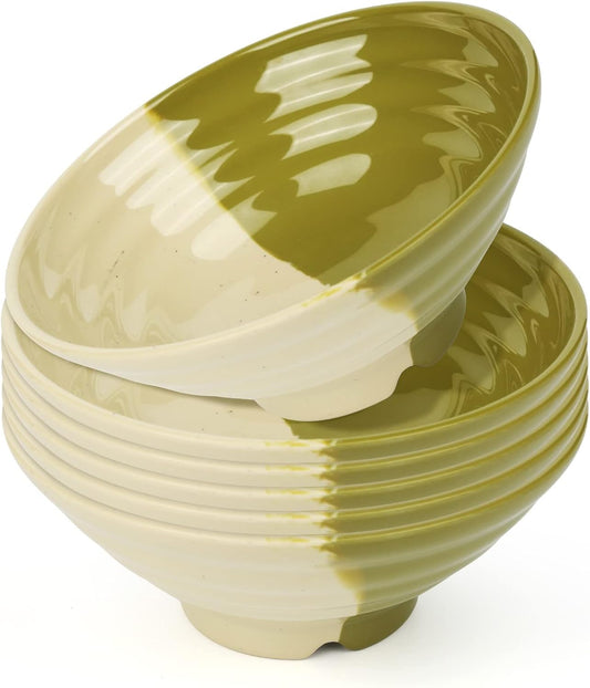 Ramen Bowl, Instant Ramen Bowl, For Udon, Buckwheat, Fore, Noodles, Breakfast, Melamine Soup Bowl, Dishwasher Safe, Udon Soba for Asian Noodles, Set of 6, Chopsticks and Spoon Set (Color: 6 sets/Gradient, Size: 8 inches)
