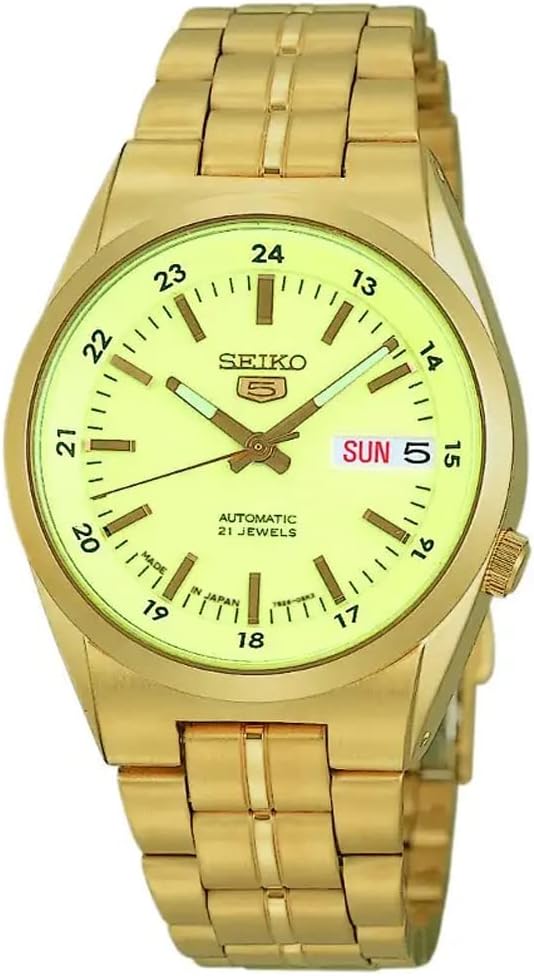 Seiko 5 SNK578J1 Men's Watch, Made in Japan, Made in Japan, Overseas Model, Gold, Full Lumibrite, Bracelet Type