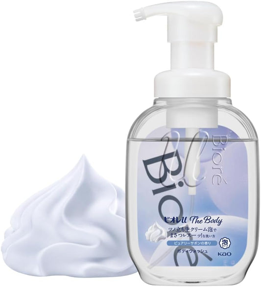 Biorelu The Body Foaming Type Pure Sabon Scent Pump, 18.2 fl oz (540 ml), High Lubricating Formula Raw Cream Foam, Body Soap, Pure Sabon Scent for a Clean Feeling