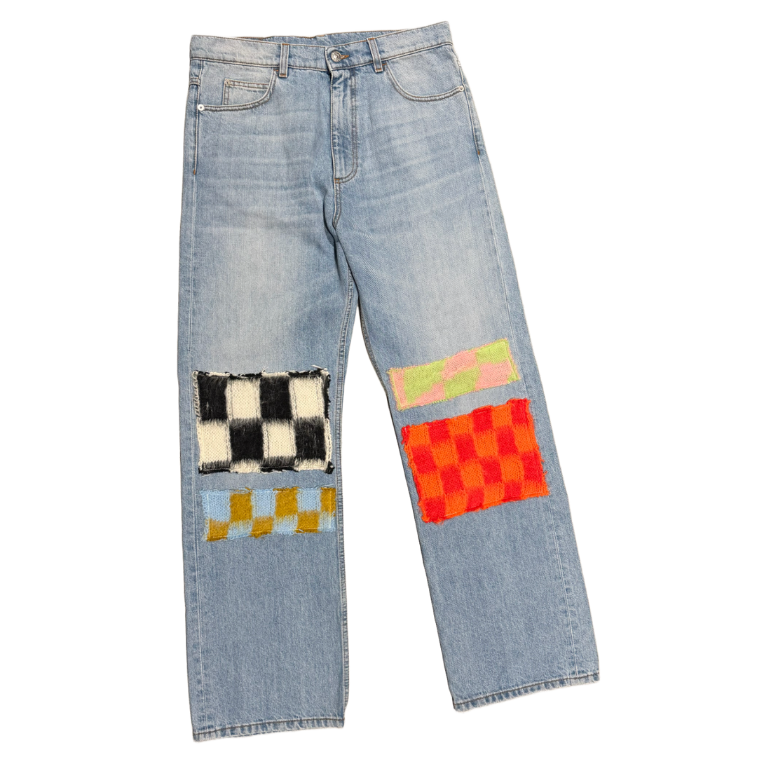 MARNI 'MOHAIR PATCHED' BLUE JEANS