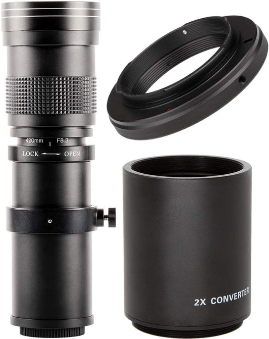 Ultimaxx 420-800mm (840-1600) f/8.3-16 HD Telephoto Zoom Lens for Nikon D3300 D3400 D3500 D5000 D5200 D5300 D5600 D7200 D7500 D850 500, Other Digital SLR Cameras
