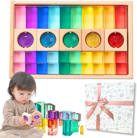 Jewel Building Blocks, Pre-wrapped, Perfect Gift (Parent and Child Crazy Building Blocks) Acrylic Cube, Building Blocks, Educational Toys, Color Education, Clear (01.35 Pieces) (Stone Cube Set)