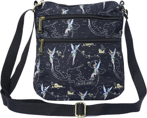 Loungefly Disney Tinker Bell - Bolso cruzado para pasaporte, estampado de mapa de Neverland