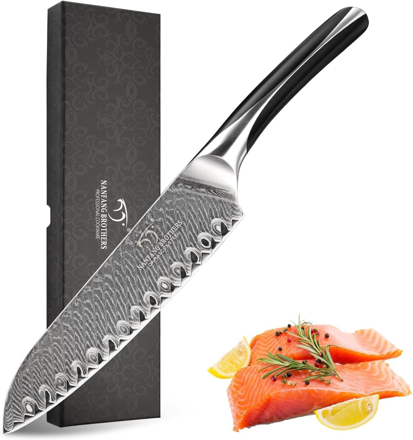 Santoku Knife, Gyuto Knife, Nanfang Brothers VG10+ Damascus, 67 Layers, Good Sharp, Multifunctional, Cooking Utensil, Meat, Vegetables, and Fruits, For Home Use, Commercial Use, (ABS Handle) Santoku