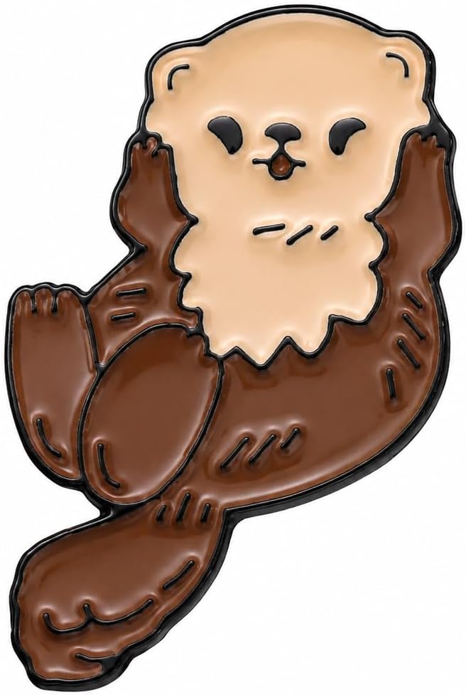 Funny Floating Otter Pin - Enamel Sea Otter Pins Brooch for Backpack, Jackets, Hats. Cartoon Animal Brooches Gift for Men, Women, Adults, Friends and Family